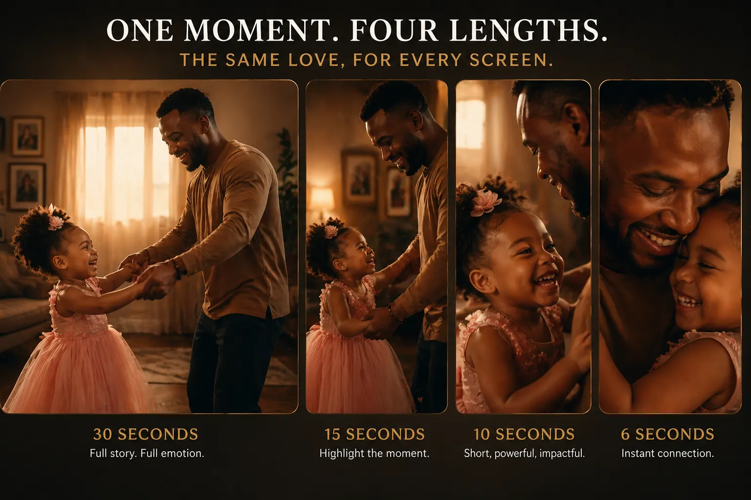One moment, four lengths — 30s, 15s, 10s, 6s formats for every screen