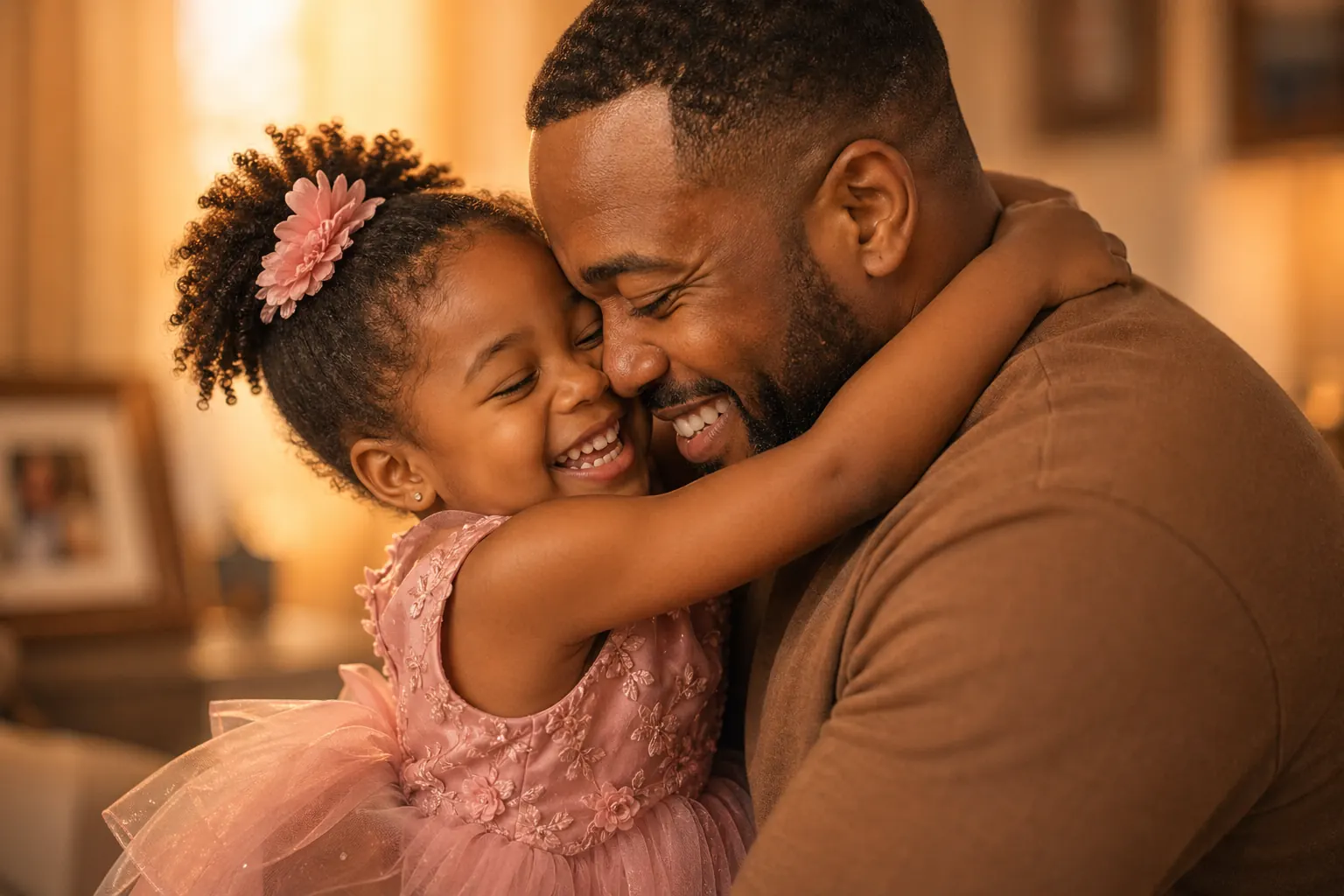 A father holding his daughter — warm embrace